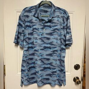 Johnnie O Polo Shirt Mens Prep Performance Links Lake Golf Geometric Montreux